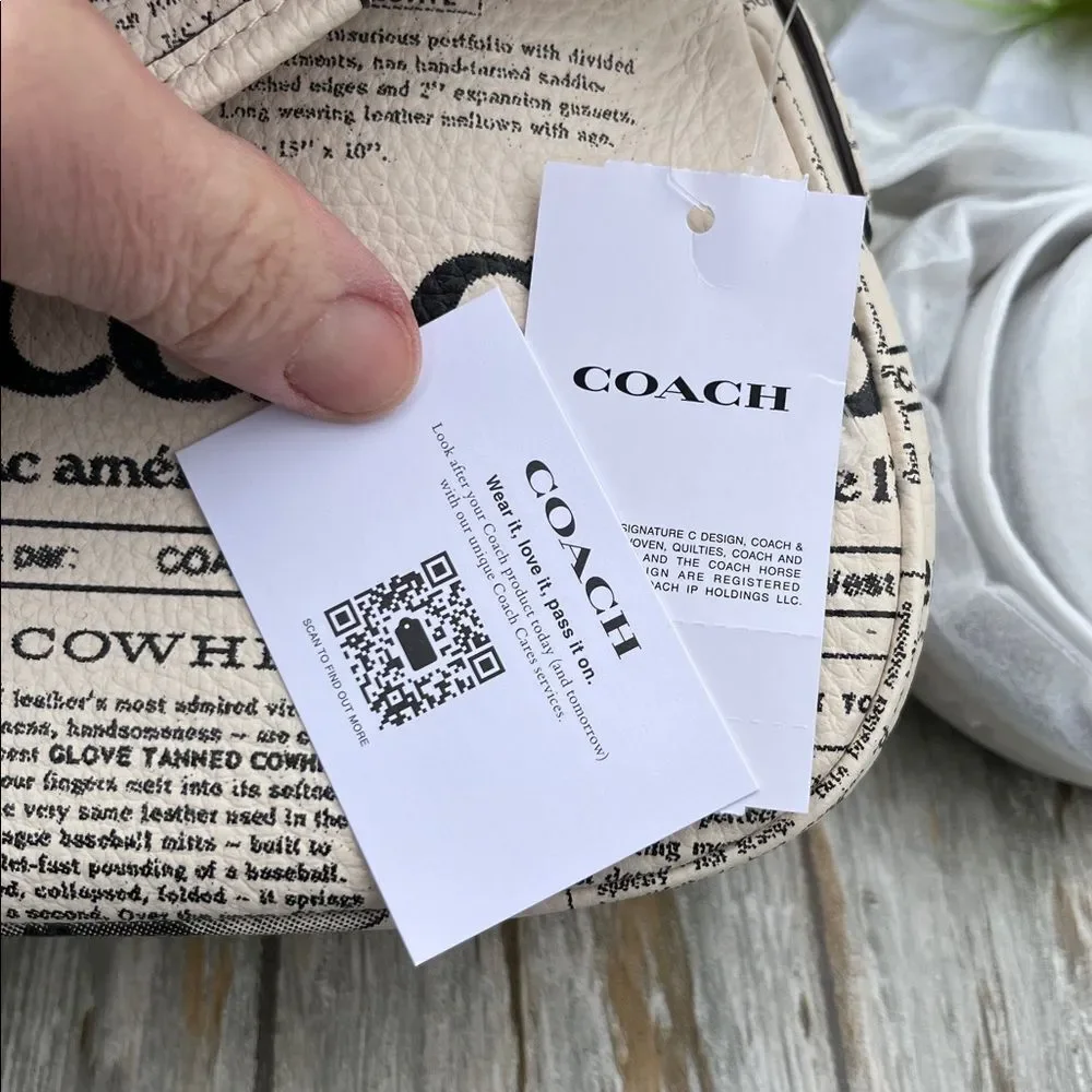 Coach Ashton Pebbled Leather Shoulder Bag With Newspaper Print Purse